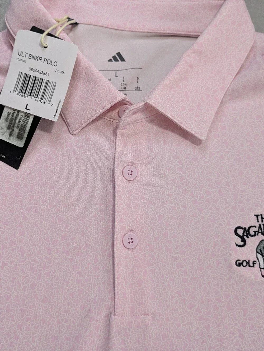 Adidas The Sagamore Golf Club Polo Shirt Mens L Pink NWT